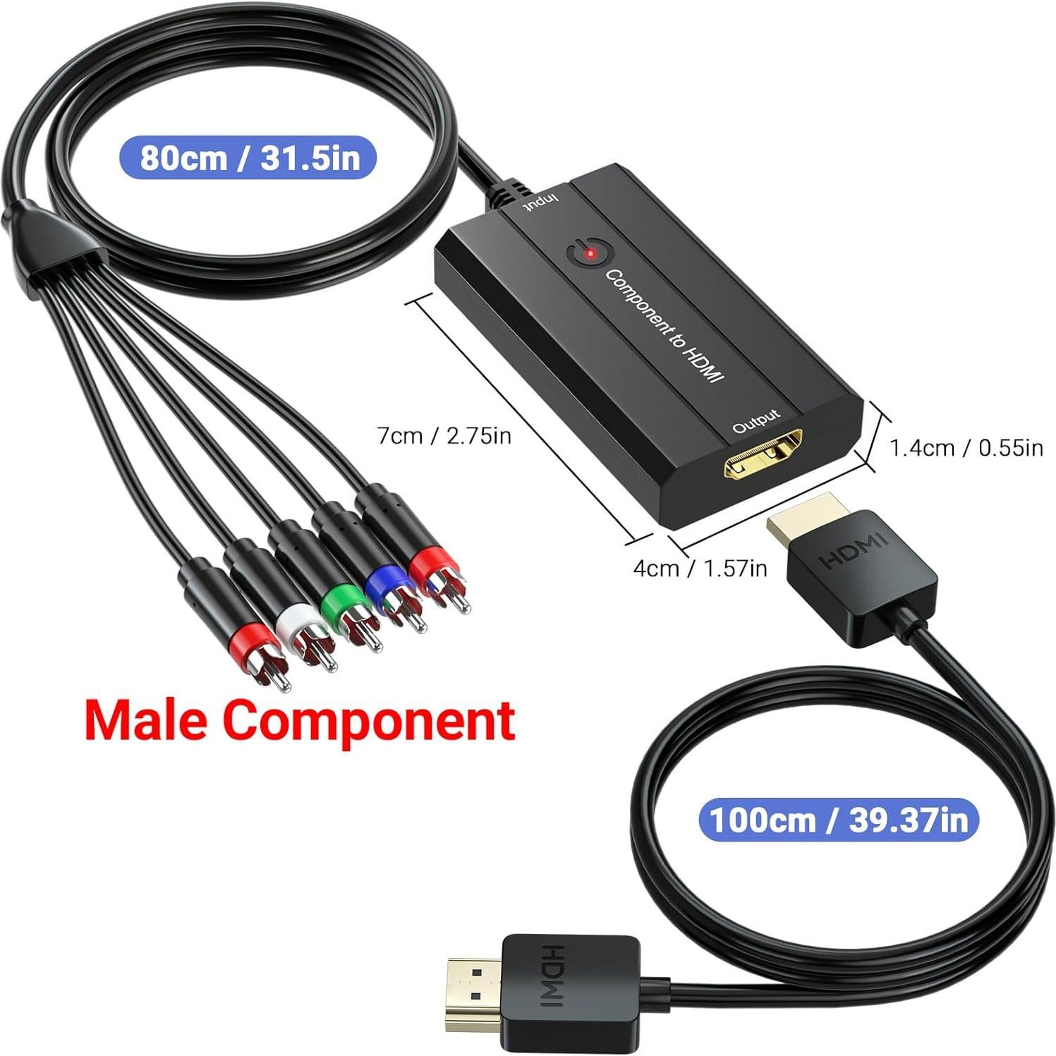 Convertidor de Componente a HDMI Die Xi 1080P con Cables