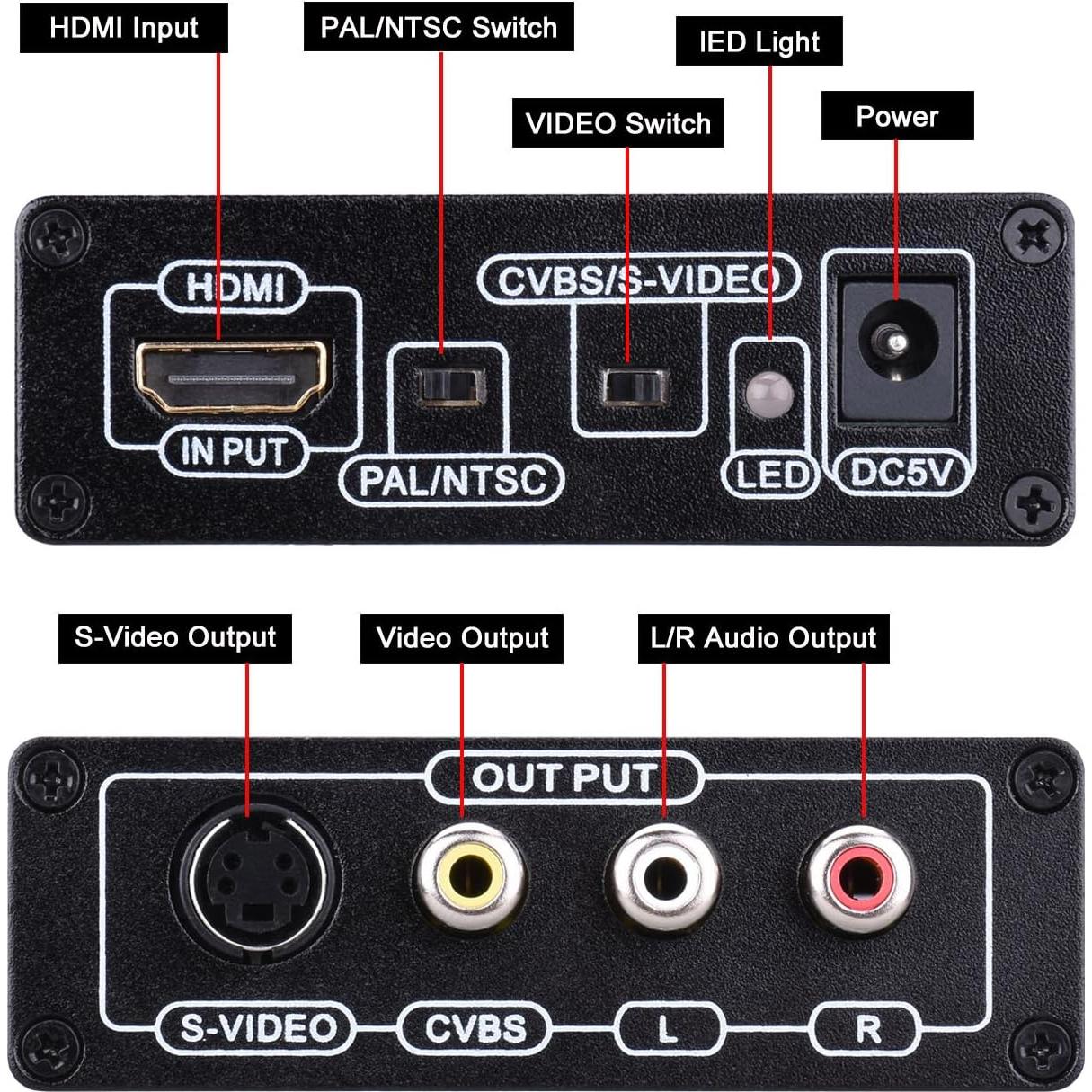 Convertidor HDMI a RCA/S-Video Tendak AV 720P/1080P