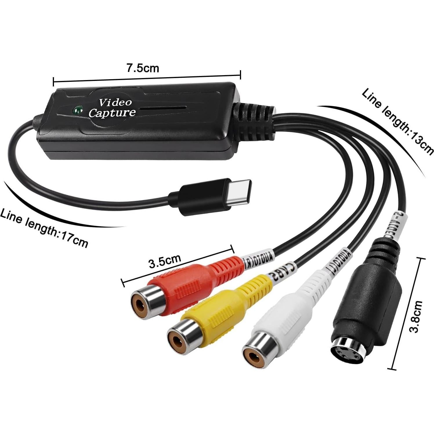 Convertidor RCA AV a USB C XMSJSIY - Video NTSC/PAL 720p