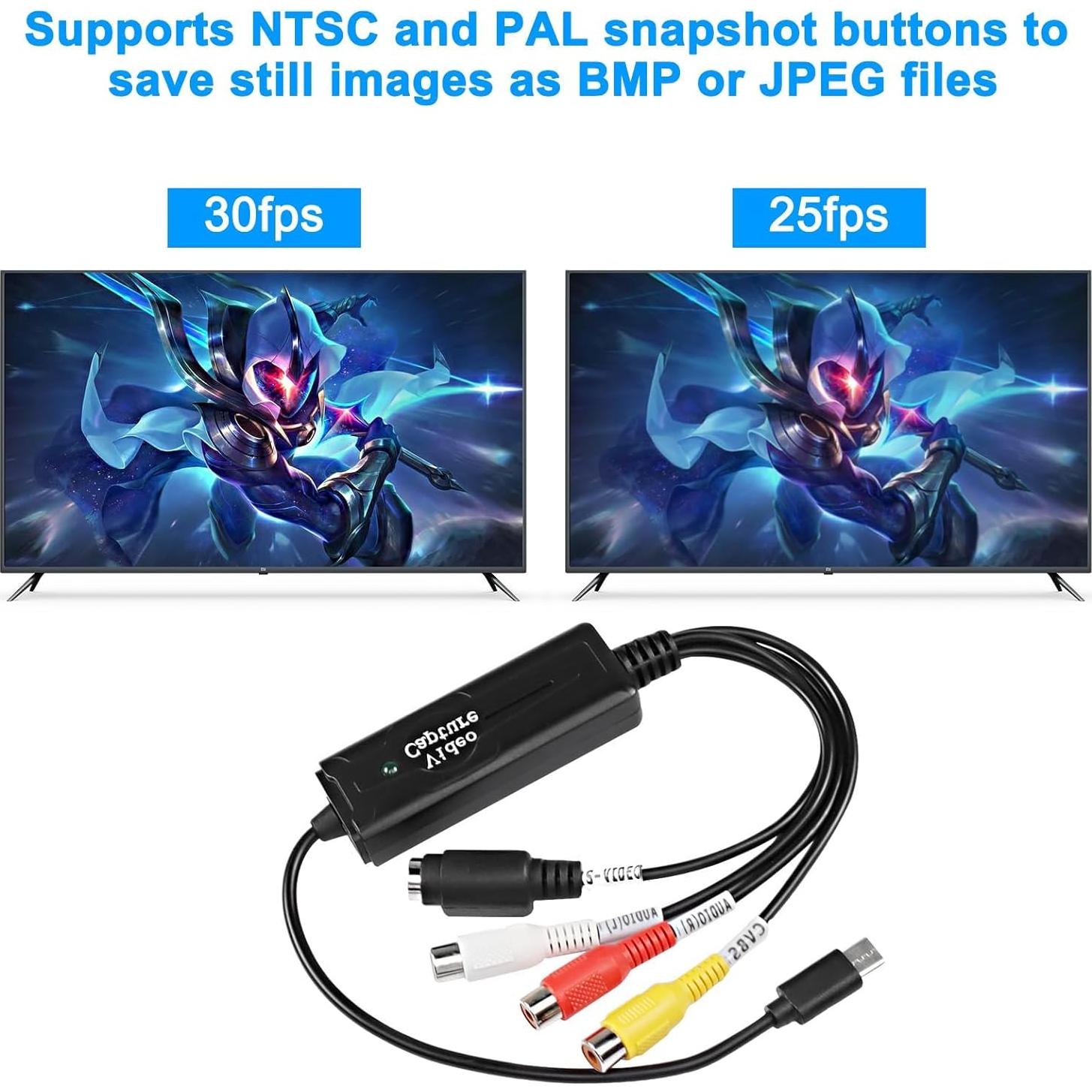 Convertidor RCA AV a USB C XMSJSIY - Video NTSC/PAL 720p