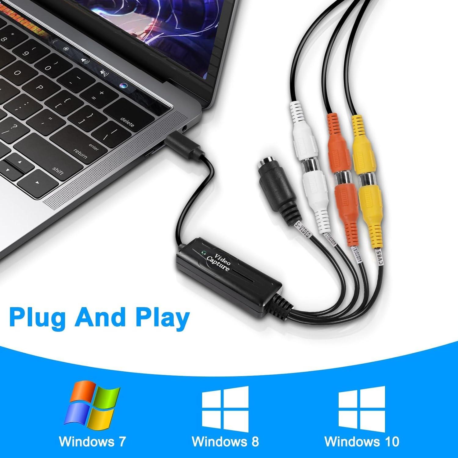 Convertidor RCA AV a USB C XMSJSIY - Video NTSC/PAL 720p