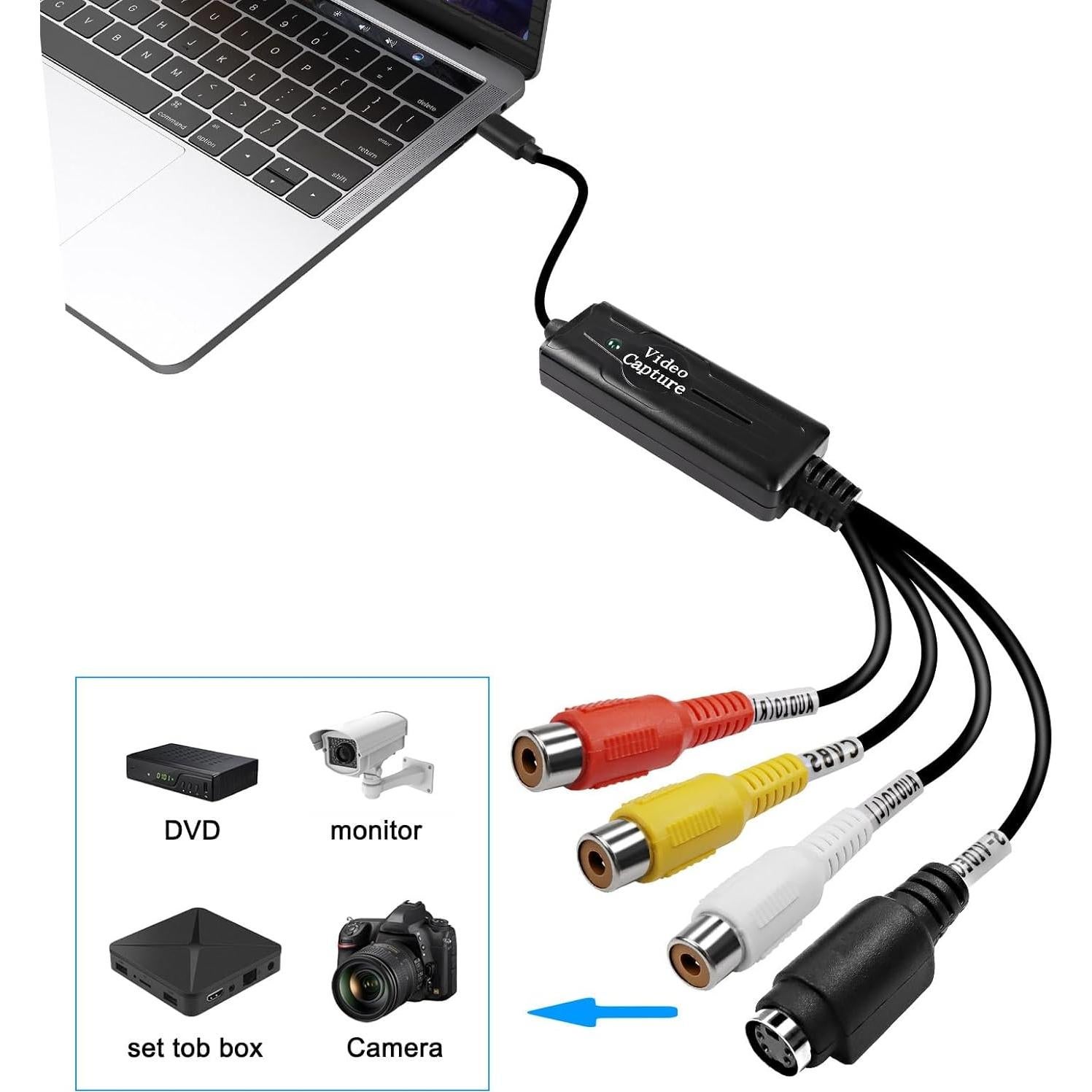 Convertidor RCA AV a USB C XMSJSIY - Video NTSC/PAL 720p