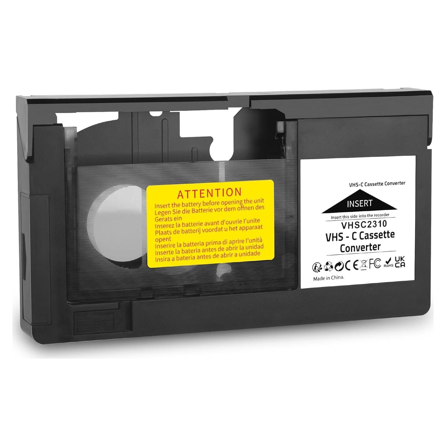 VHS-C Cassette Adapter Compatible with VHS-C SVHS Camcorders JVC RCA Panasonic Motorized VHS Cassette Converter （NOT Compatible with 8mm / MiniDV / Hi8）