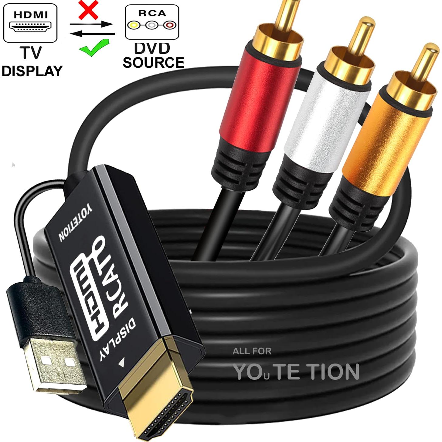 Convertidor RCA a HDMI YOTETION 3RCA a HDMI 1080P 10FT
