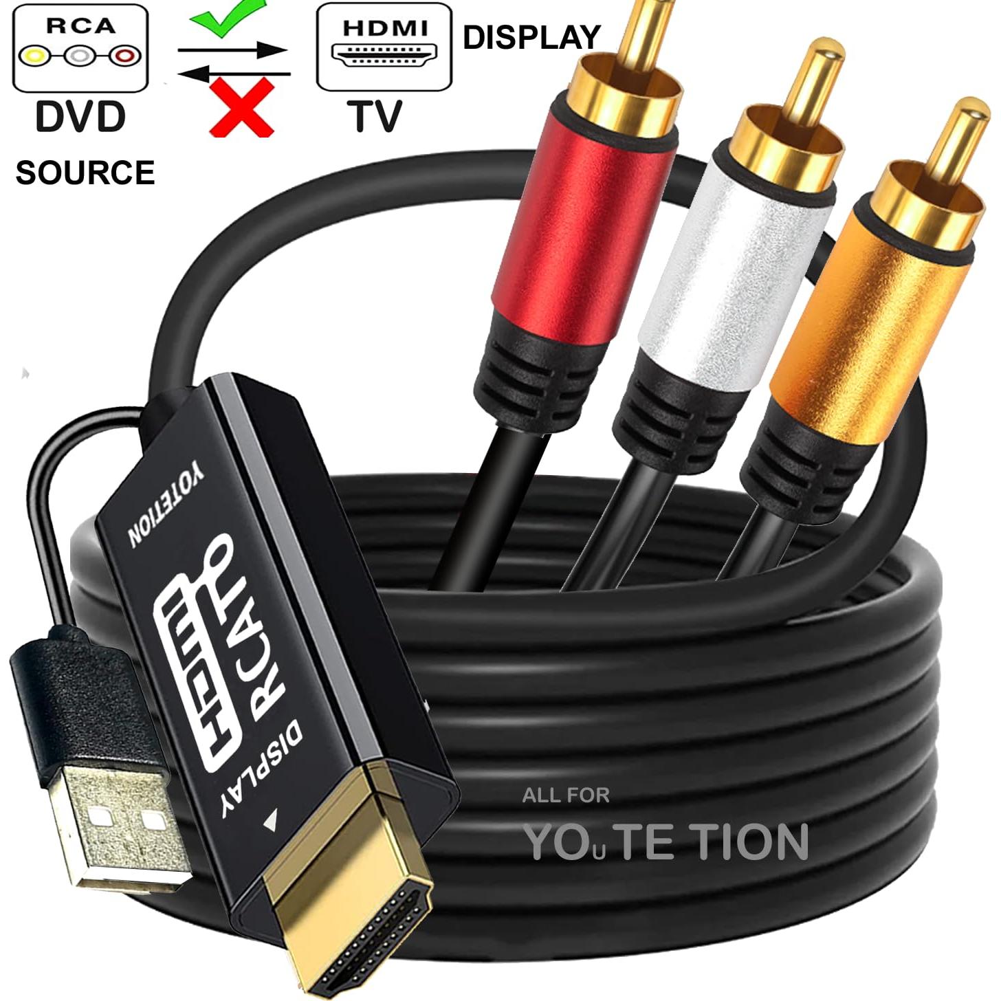 Convertidor RCA a HDMI YOTETION 3RCA a HDMI 1080P 10FT