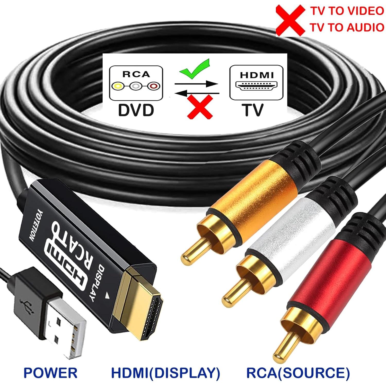 Convertidor RCA a HDMI YOTETION 3RCA a HDMI 1080P 10FT