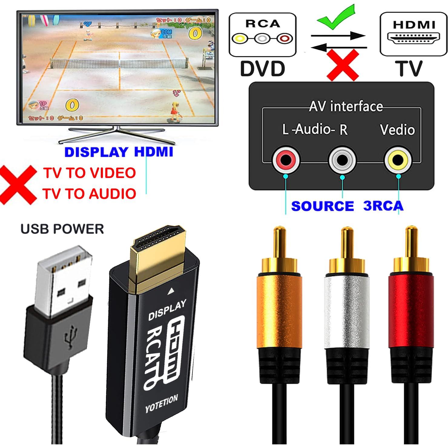 Convertidor RCA a HDMI YOTETION 3RCA a HDMI 1080P 10FT