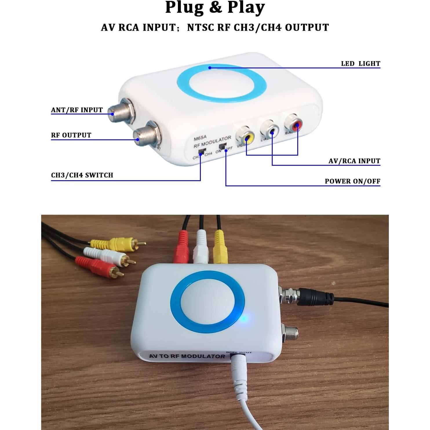 Modulador RF AoeSpy RCA a Coaxial CVBS para Consolas y TV