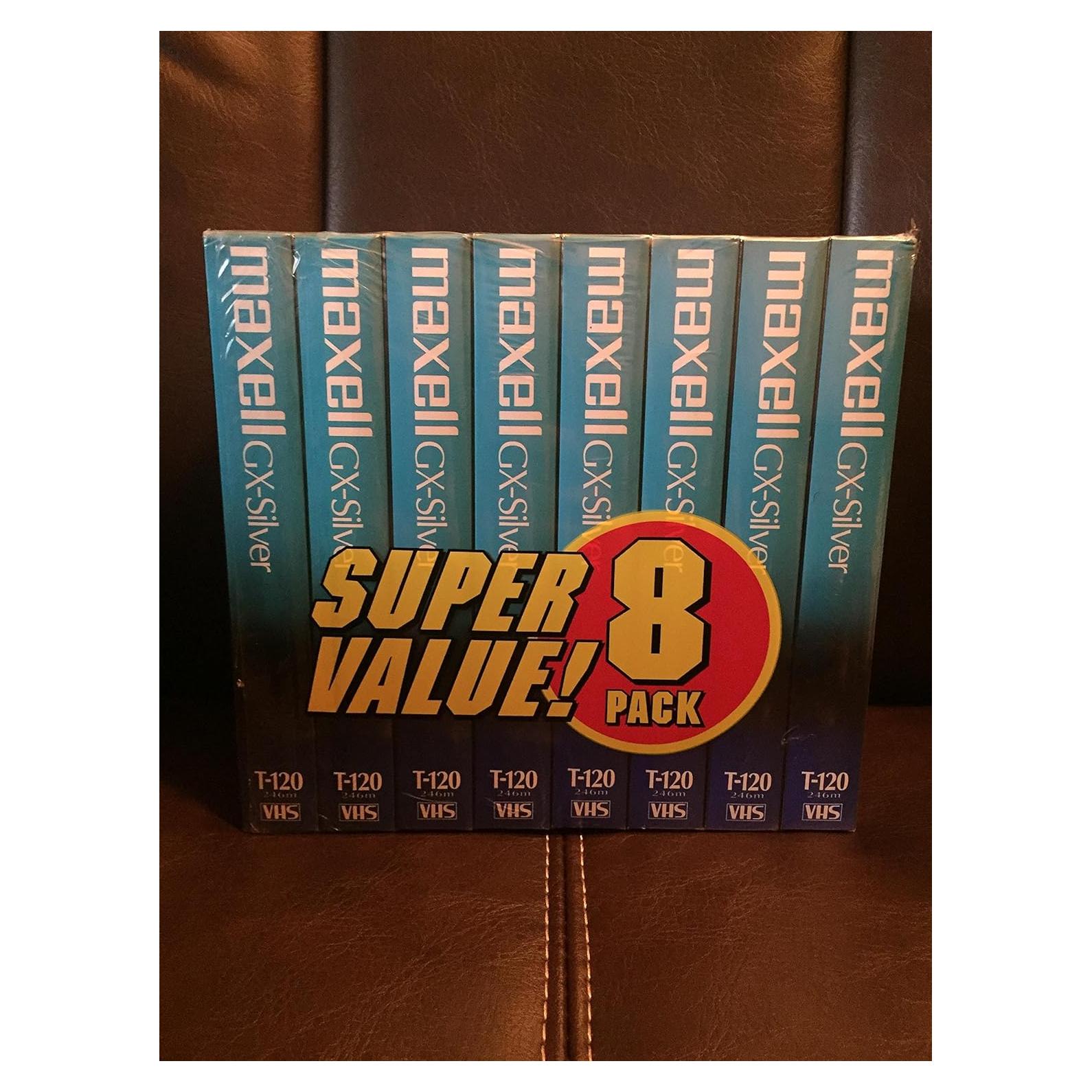 Cintas VHS Maxell T120GX - Paquete de 8 Cintas 6 Horas