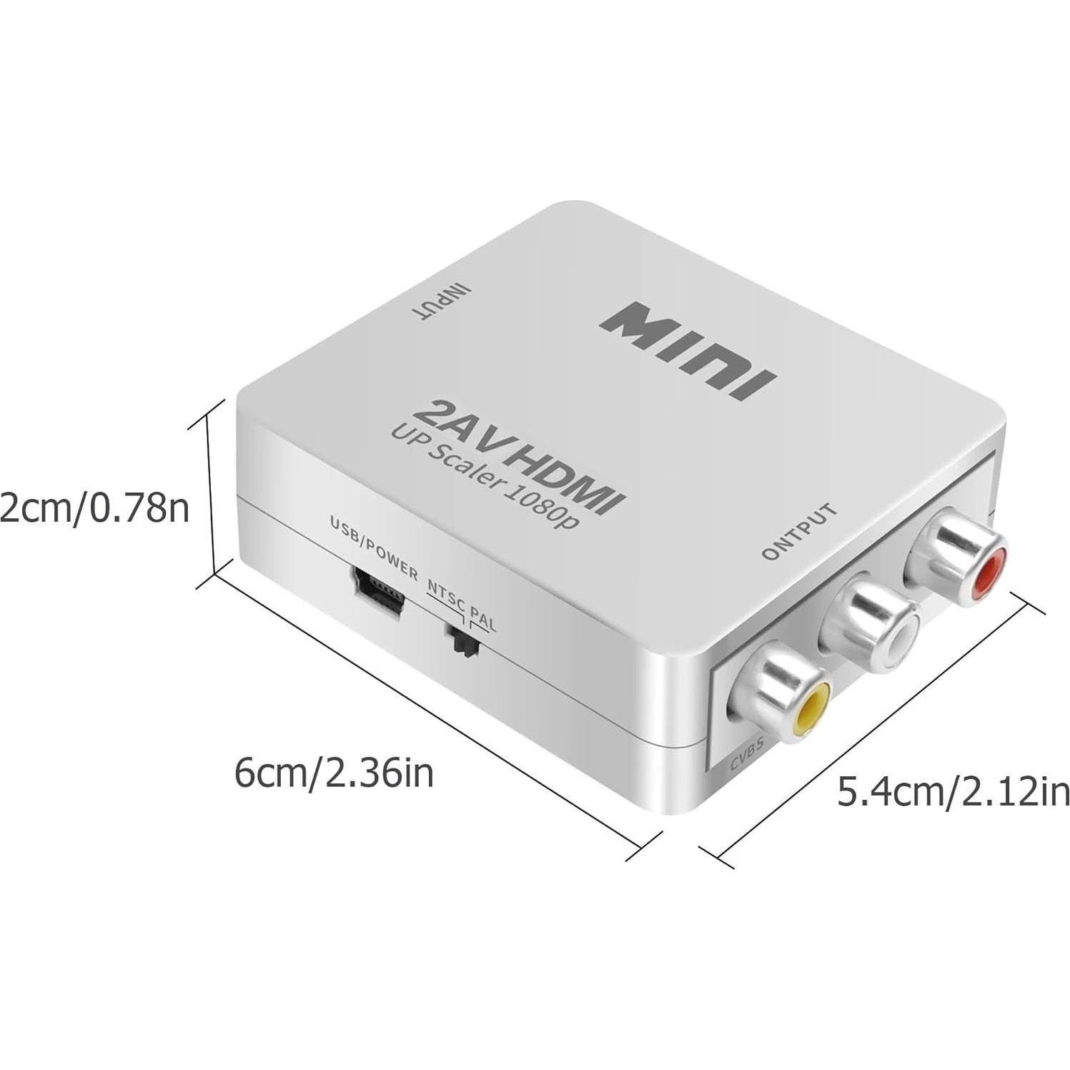 Convertidor RCA a HDMI YAODHAOD 720p/1080p Plug and Play