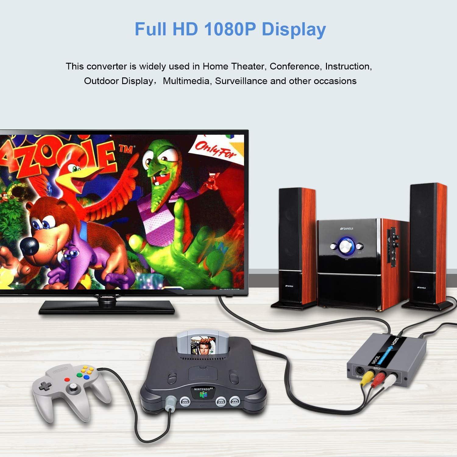 Convertidor RCA S-Video a HDMI EASYCEL 720P/1080P