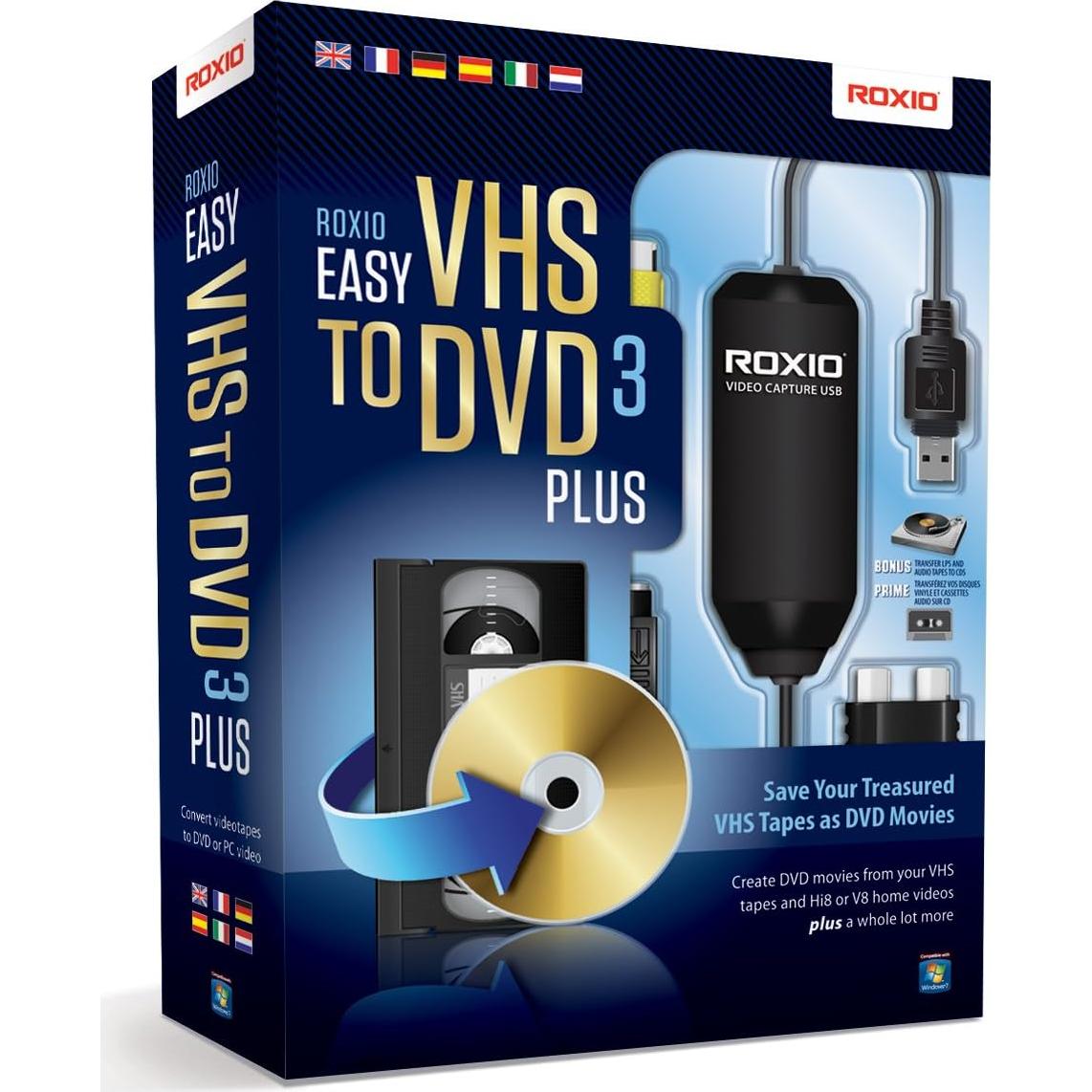 Dispositivo de captura de video USB 2.0 Corel Roxio Easy VHS a DVD 3 Plus