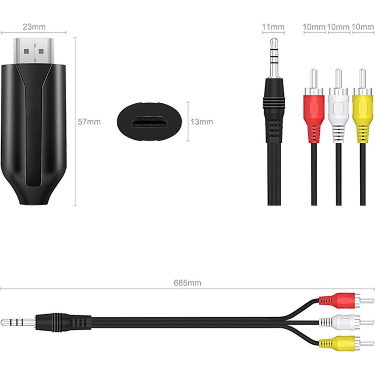 Convertidor HDMI a AV Zopsc 4K 30Hz Compatible con VHS y DVD