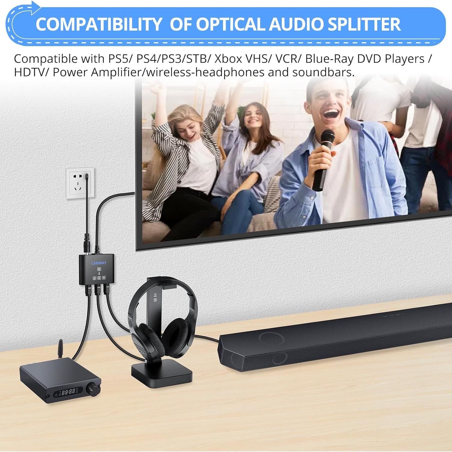 Divisor Óptico Digital CAMWAY 1x3 SPDIF Toslink 1m