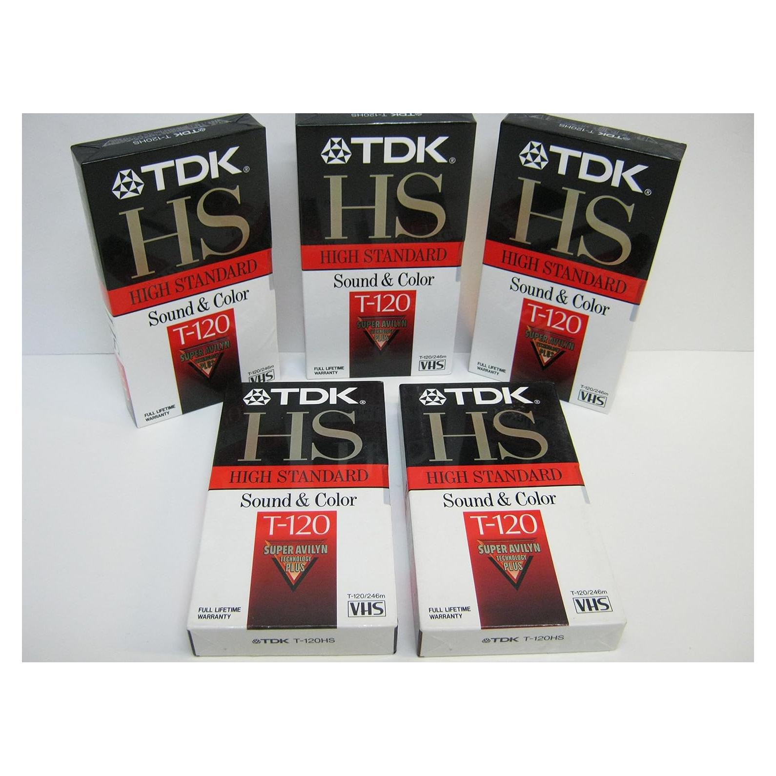 Cintas VHS TDK HS T-120 Alta Estándar 5 Paquete