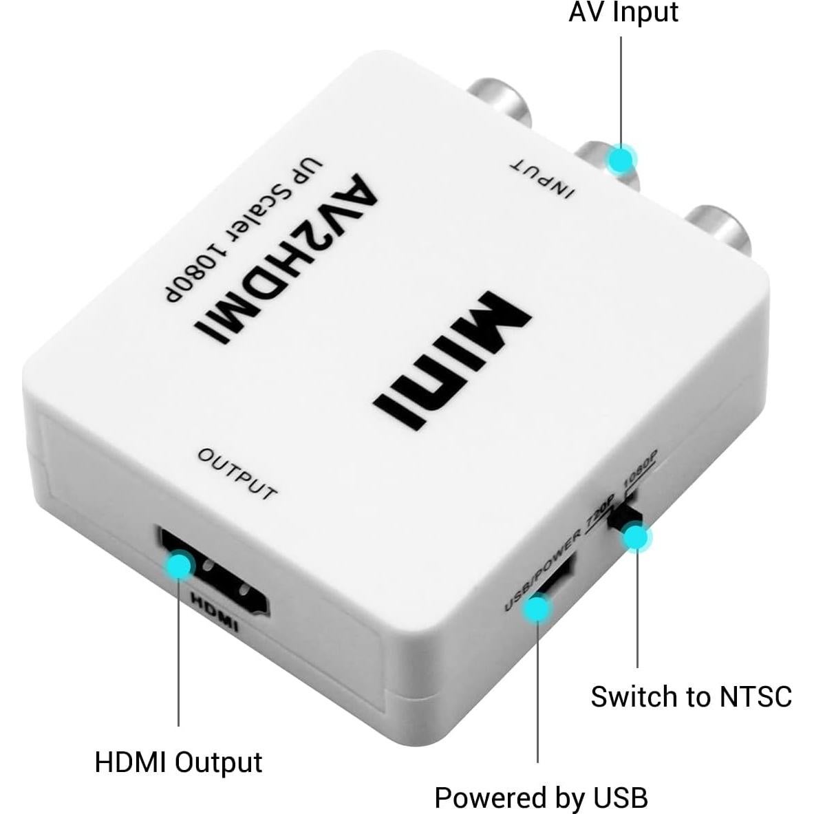 Convertidor RCA a HDMI Sorthol 1080P para PC y Consolas