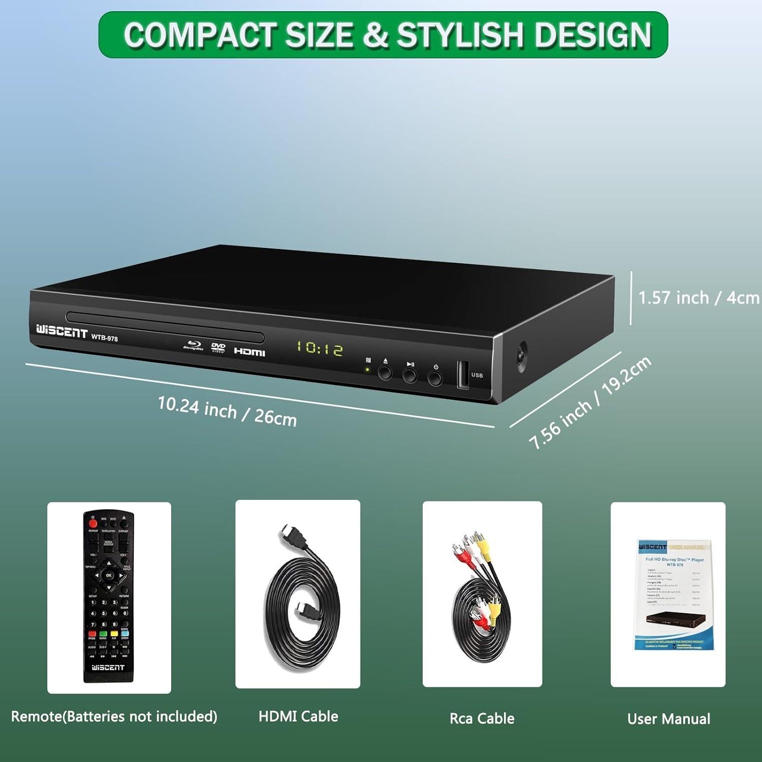 Reproductor Blu Ray DVD WISCENT WTB-978 Full HD 1080p