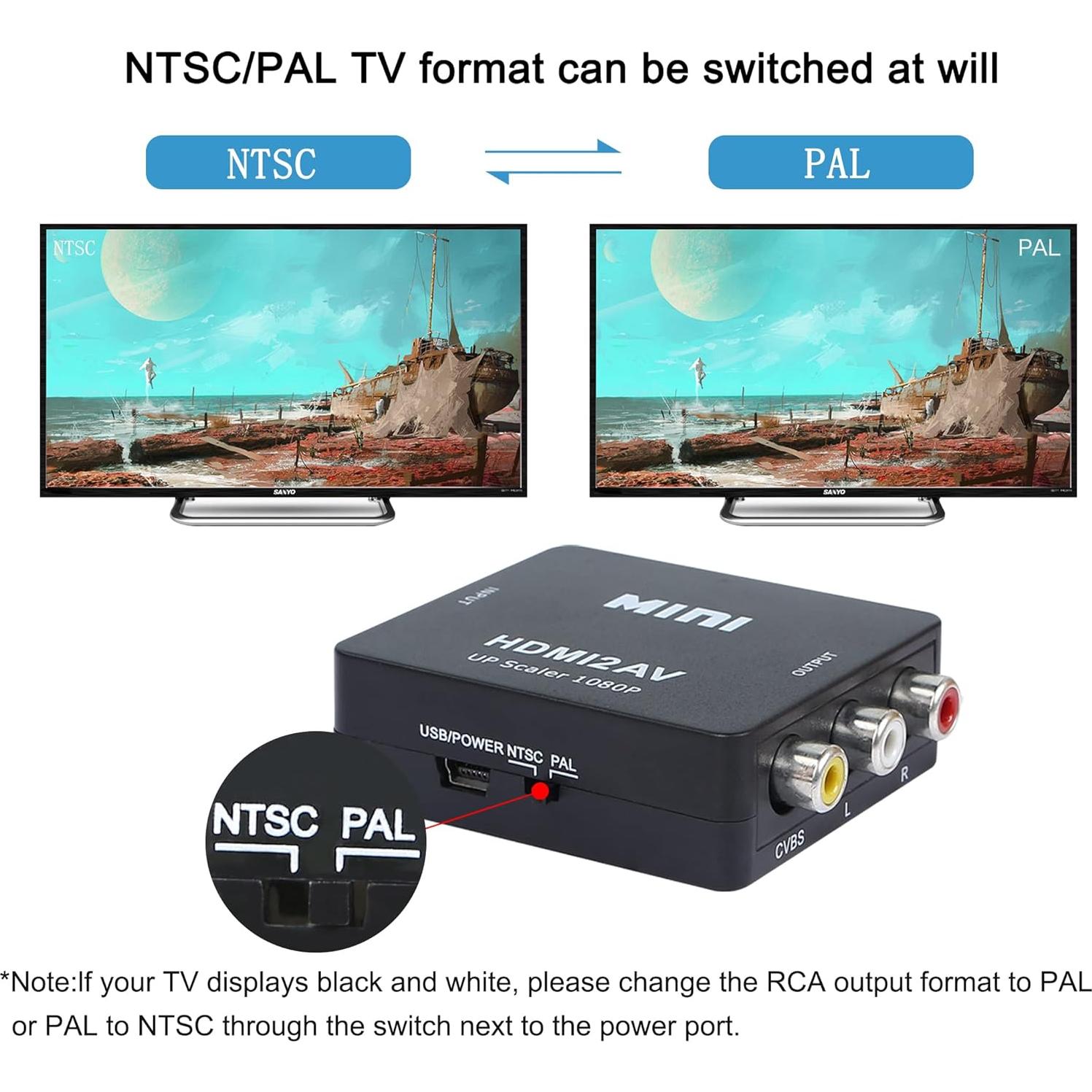 Adaptador HDMI a RCA YACSEJAO 1080P Plug and Play