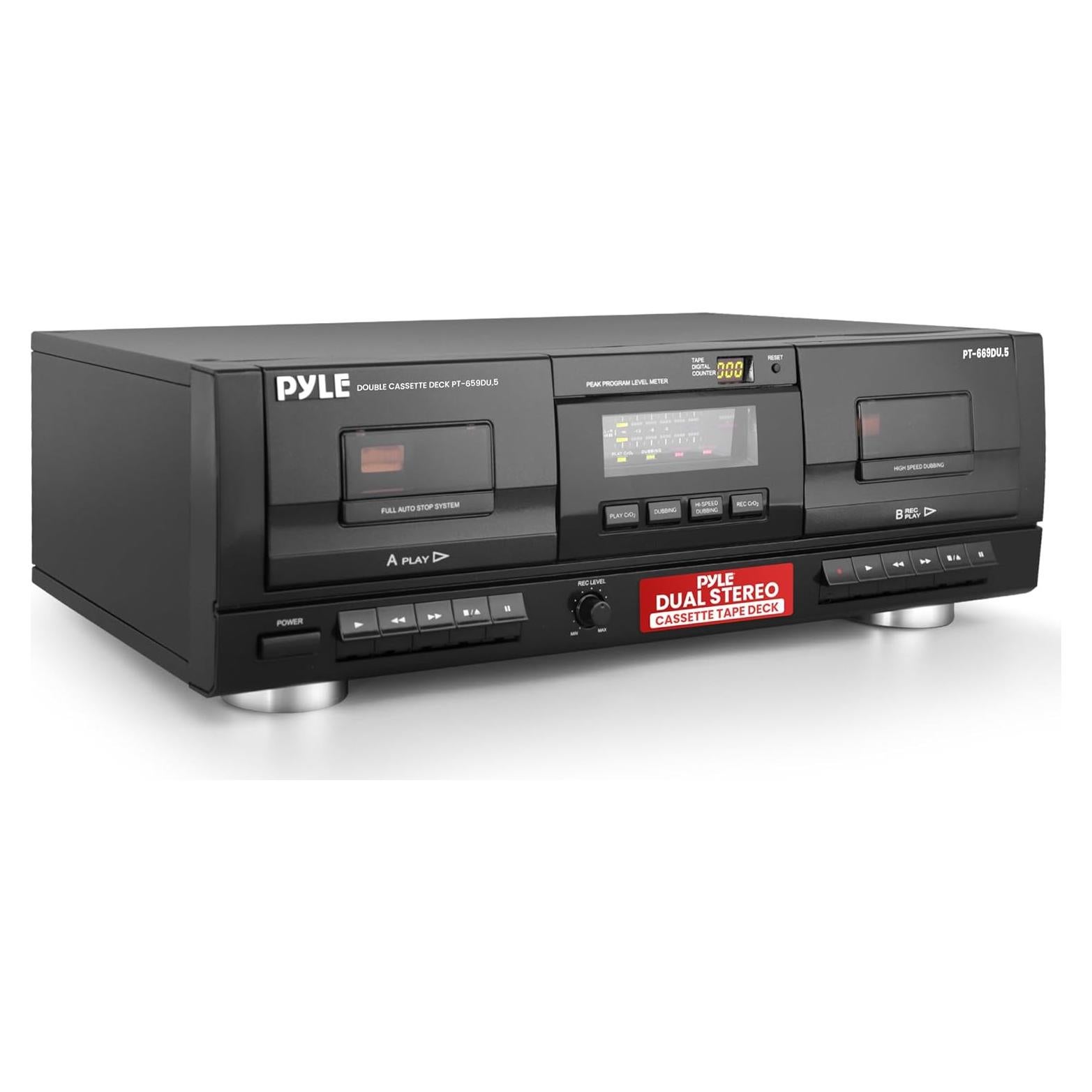 Doble Cassette Deck Pyle PT659DU con Conversor a MP3