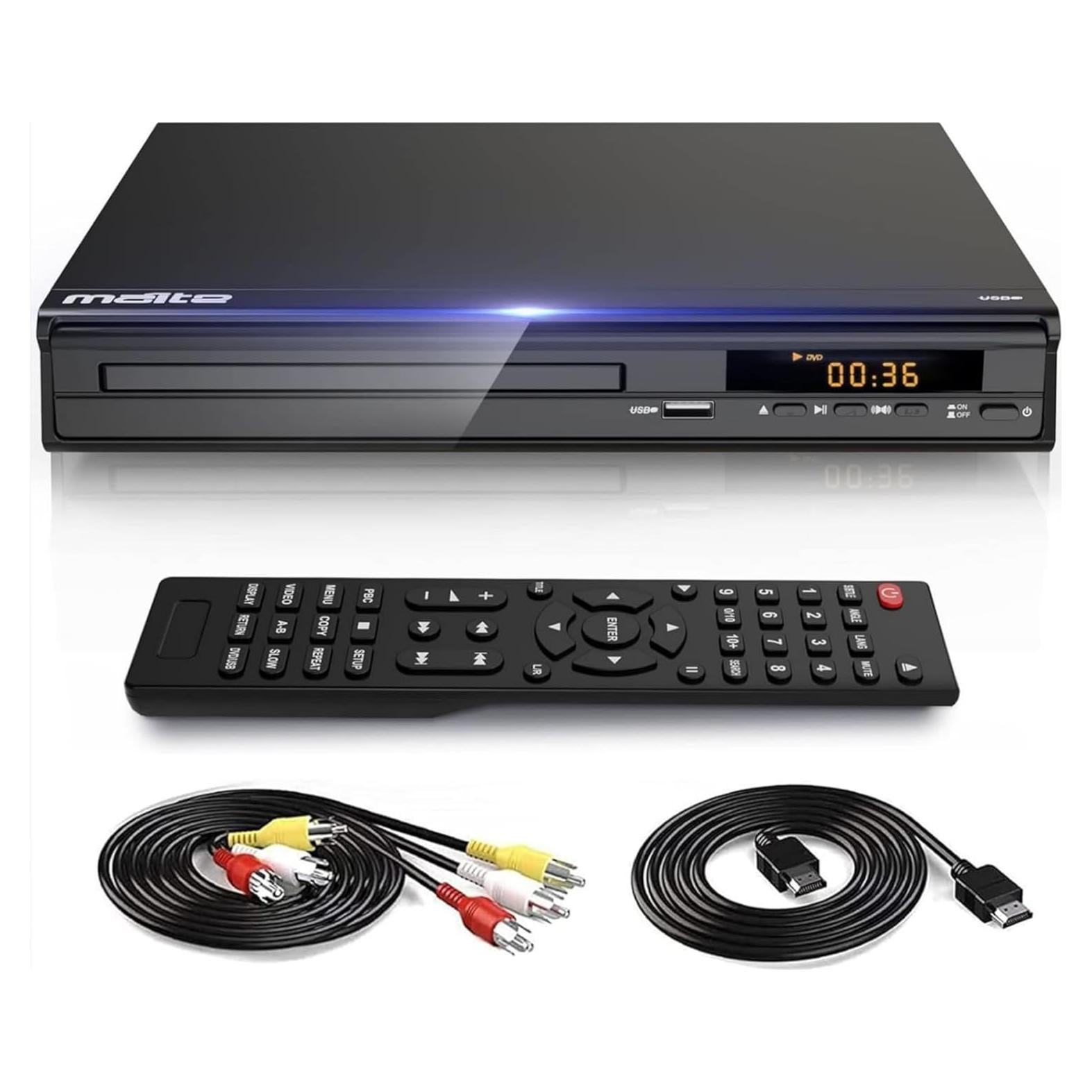 DVD Player, HDMI AV Output, All Region Free CD DVD Players for TV, DVD Players with NTSC/PAL System, Supports Mic's & USB Input, Package Includes HDMI/RCA Cables and Remote Control