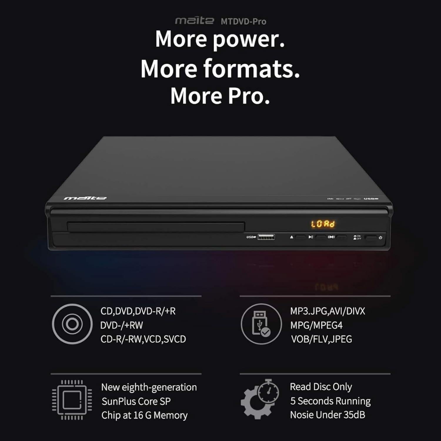 DVD Player, HDMI AV Output, All Region Free CD DVD Players for TV, DVD Players with NTSC/PAL System, Supports Mic's & USB Input, Package Includes HDMI/RCA Cables and Remote Control