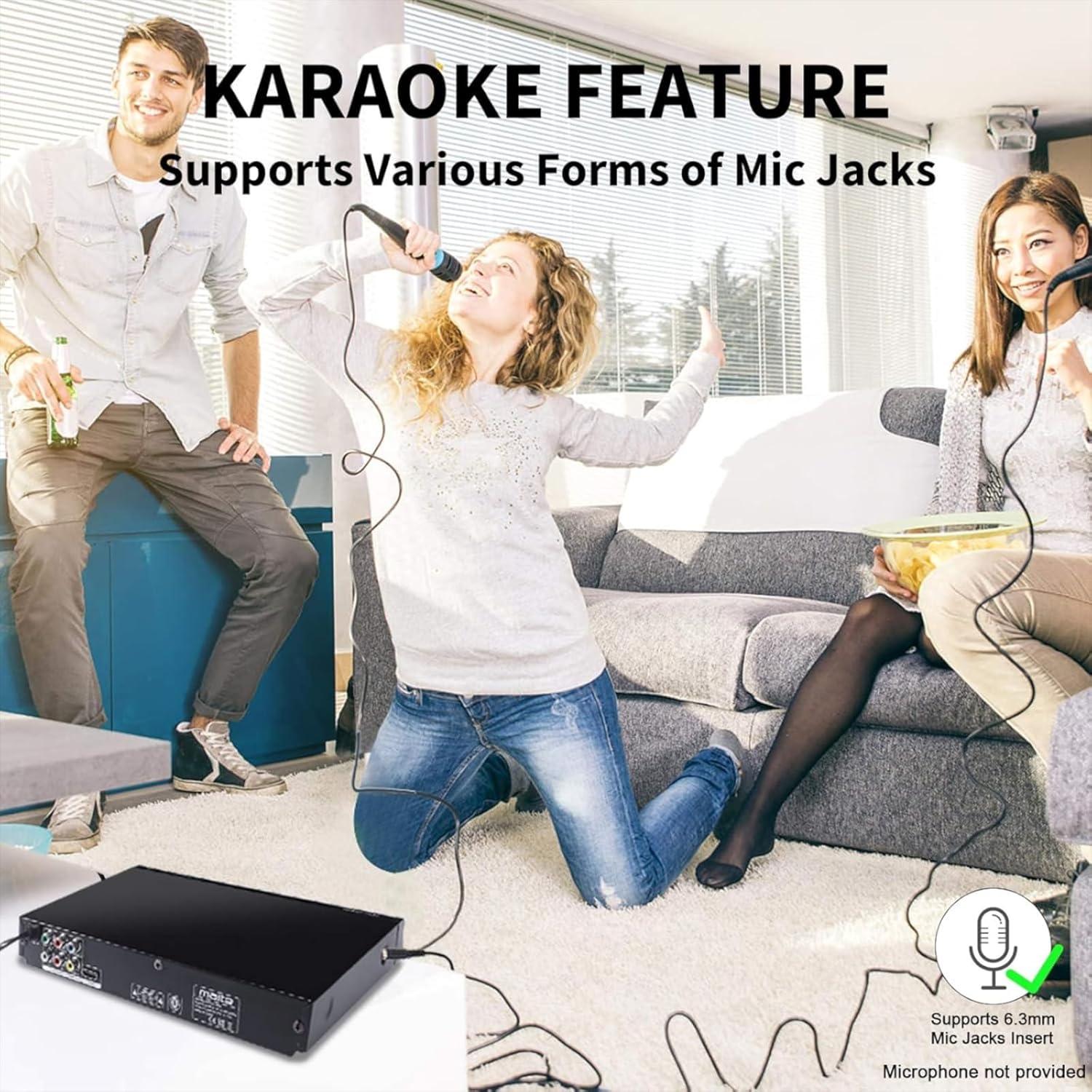 DVD Player, HDMI AV Output, All Region Free CD DVD Players for TV, DVD Players with NTSC/PAL System, Supports Mic's & USB Input, Package Includes HDMI/RCA Cables and Remote Control