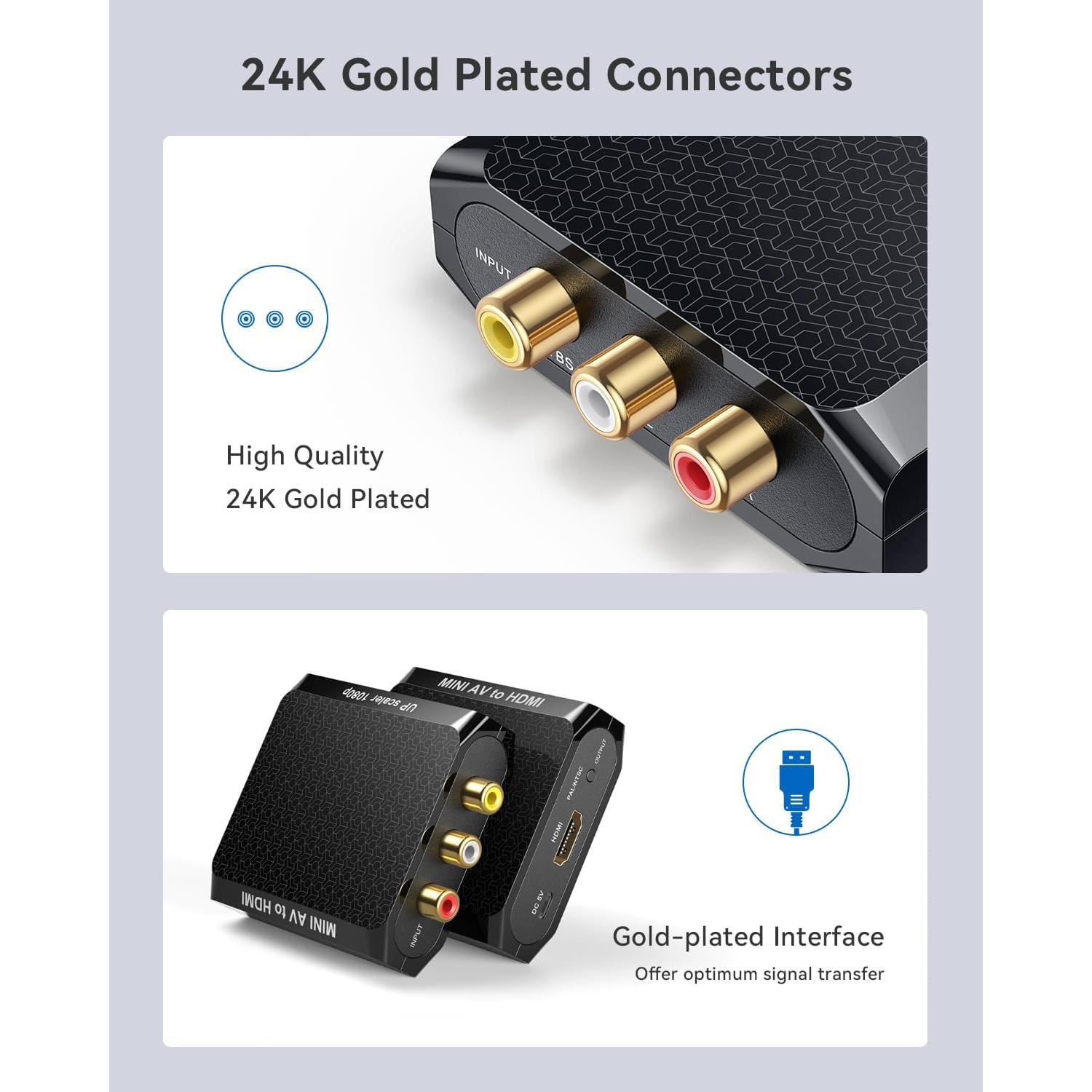 Convertidor RCA a HDMI WENTER 1080P para VCR y Consolas