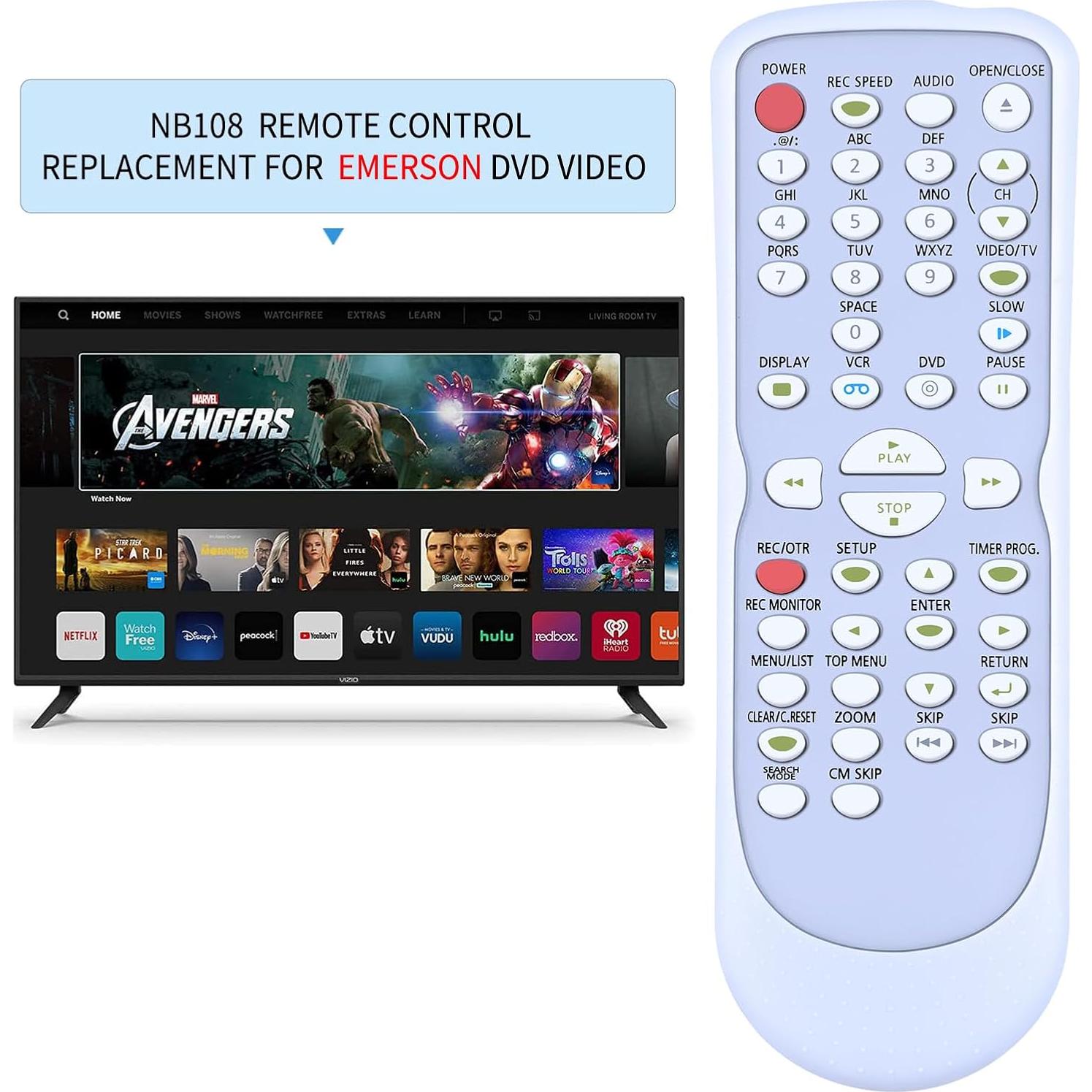 Control Remoto Reemplazo NB108UD para Sylvania/Emerson/Symphonic