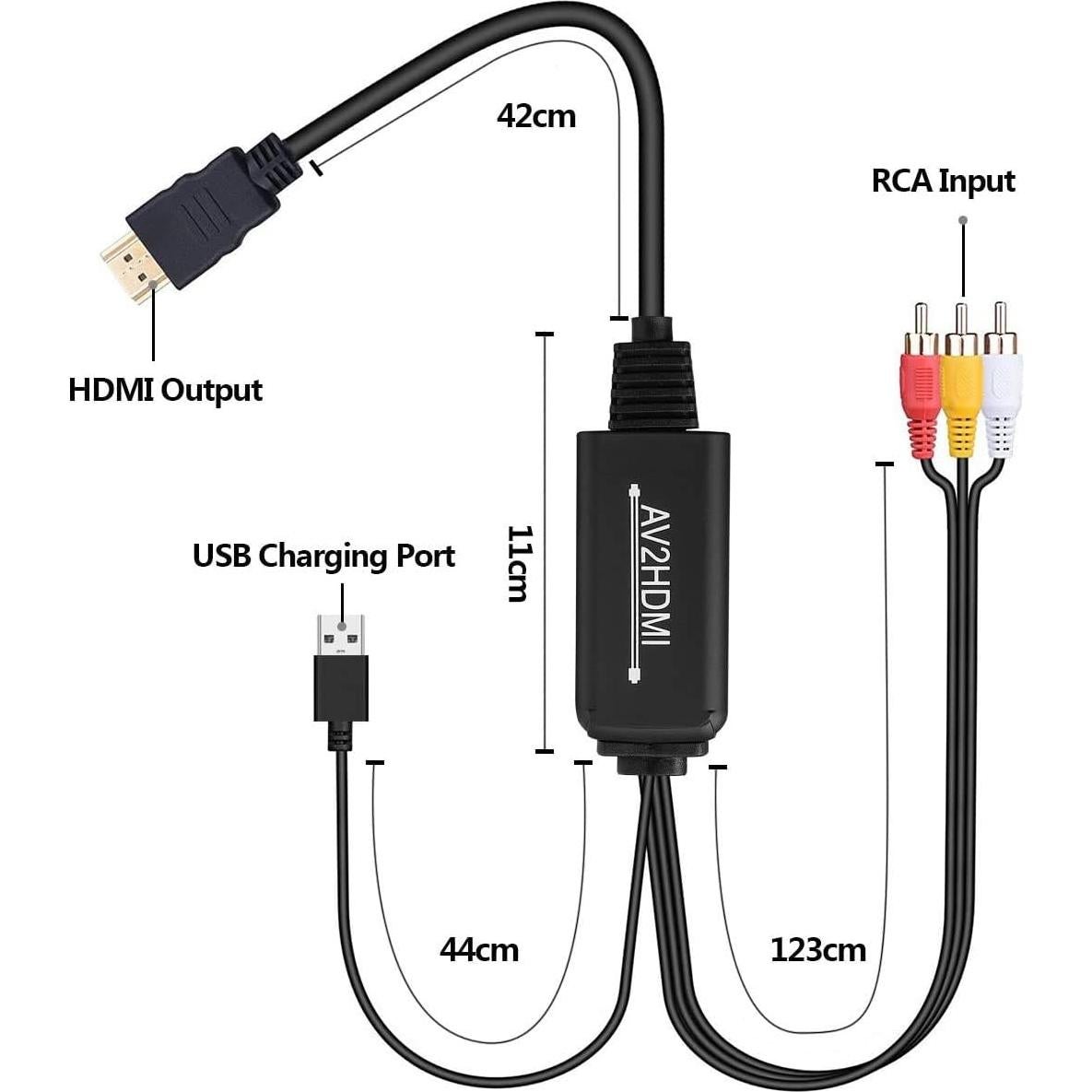 Convertidor RCA a HDMI Anber-Tech 1080P para PC y Consolas