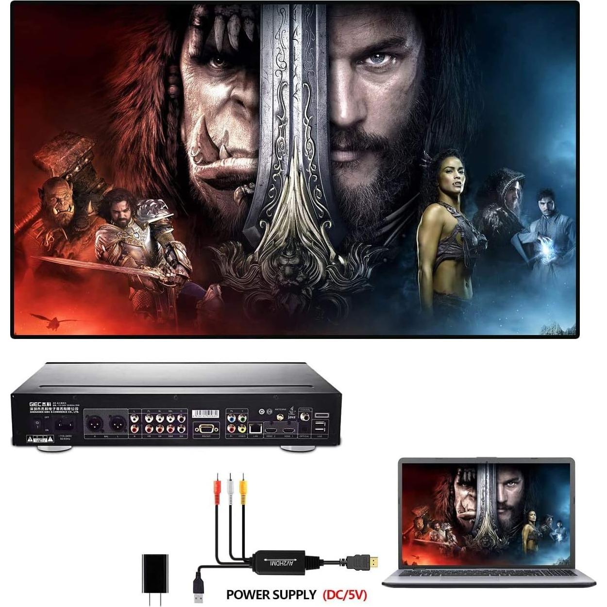 Convertidor RCA a HDMI Anber-Tech 1080P para PC y Consolas