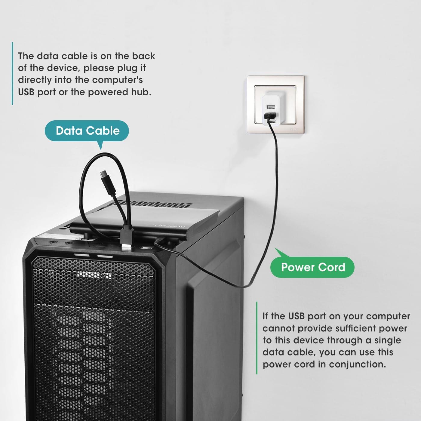 ROOFULL External CD/DVD-RW Drive for Laptop, True USB 3.0 & USB-C Portable DVD/CD-ROM Player CD DVD Reader Writer Burner Optical Disc Drive for Windows 11/10 PC Mac MacBook Linux Computer, ECD829-Y
