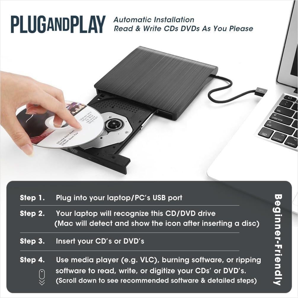 Unidad Externa de CD/DVD ROOFULL ECD819-SU3 USB 3.0 Portátil