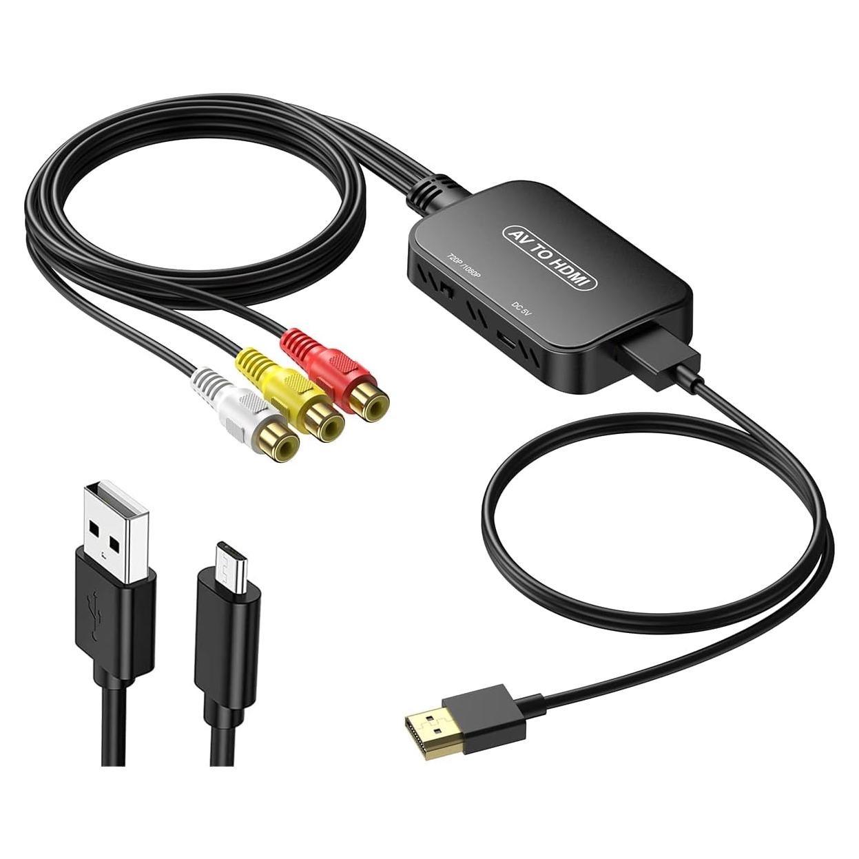 Convertidor RCA a HDMI Viagkiki 1080p con cables incluidos