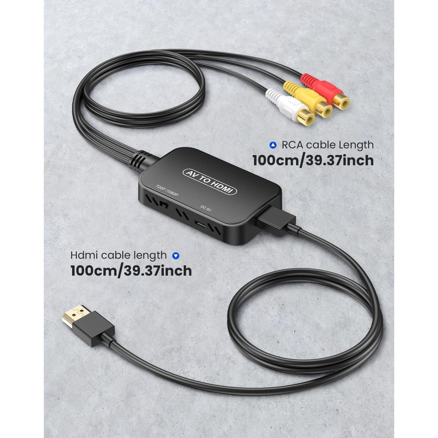 Convertidor RCA a HDMI Viagkiki 1080p con cables incluidos