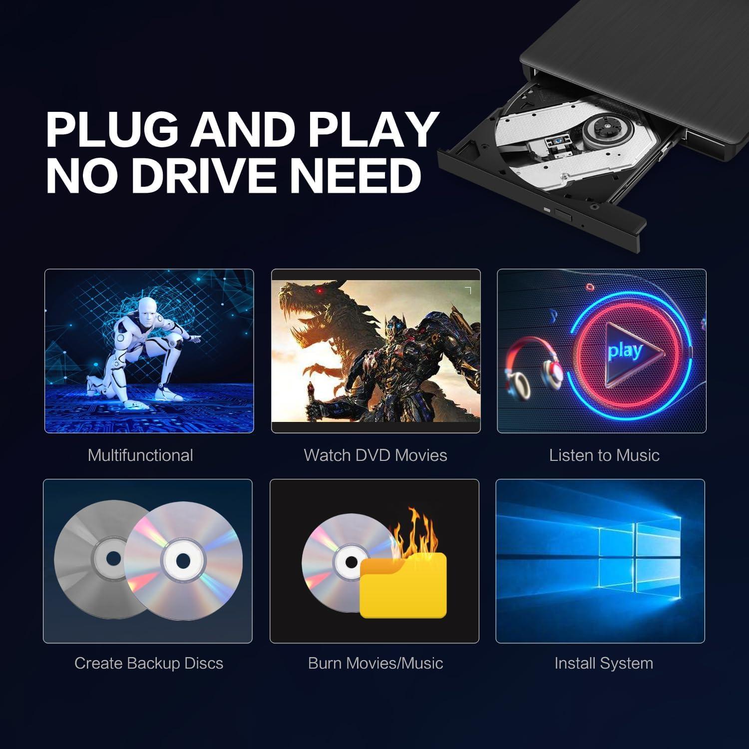 Unidad Externa de CD/DVD Hcsunfly Ultra Delgado USB 3.0