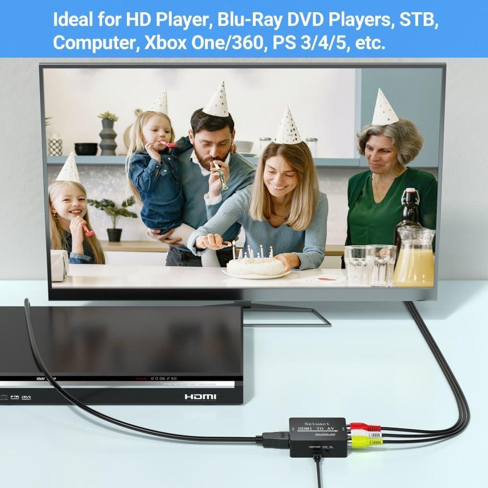 Convertidor HDMI a AV Setuact con Cables RCA y HDMI Macho