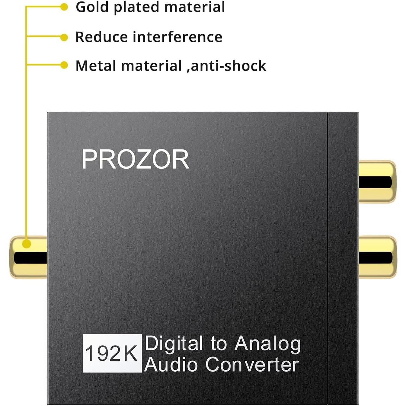 Convertidor de Audio Digital a Analógico PROZOR DAC 192kHz RCA 3.5mm