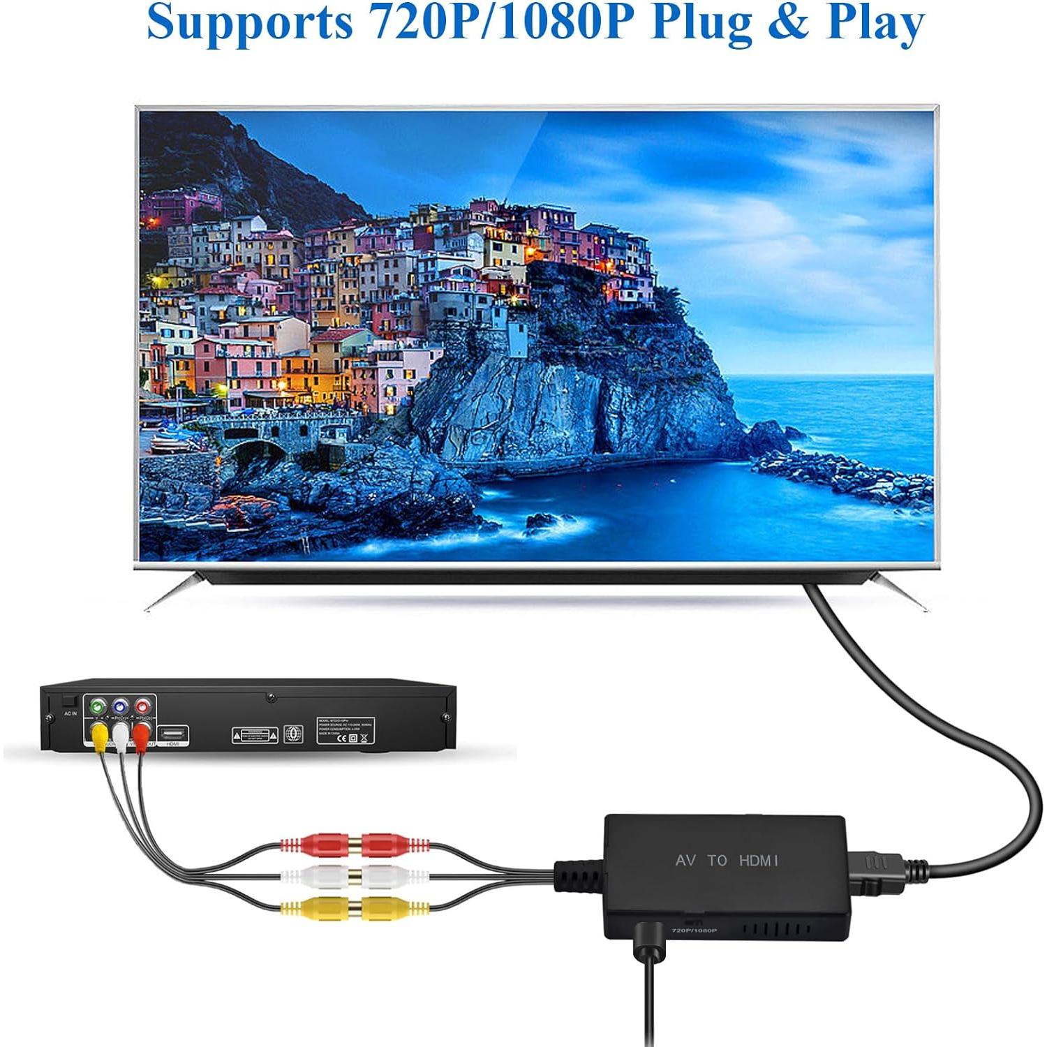 Convertidor RCA a HDMI Amtake AV-HD-X-2B 1080p con cables