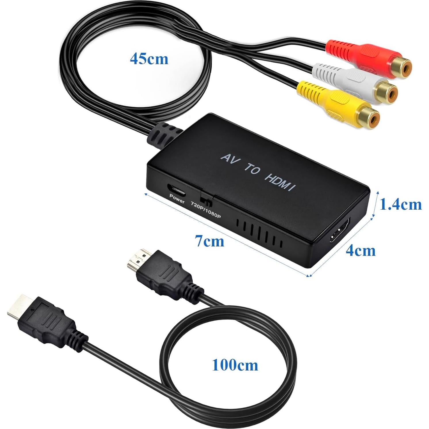 Convertidor RCA a HDMI Amtake AV-HD-X-2B 1080p con cables