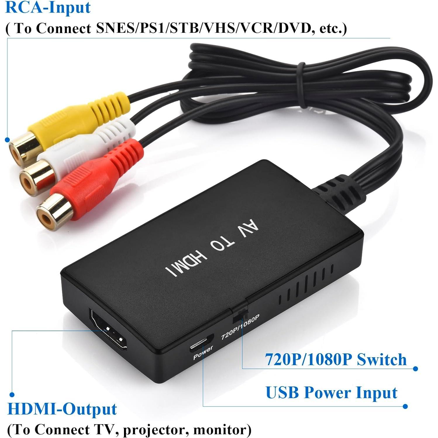 Convertidor RCA a HDMI Amtake AV-HD-X-2B 1080p con cables