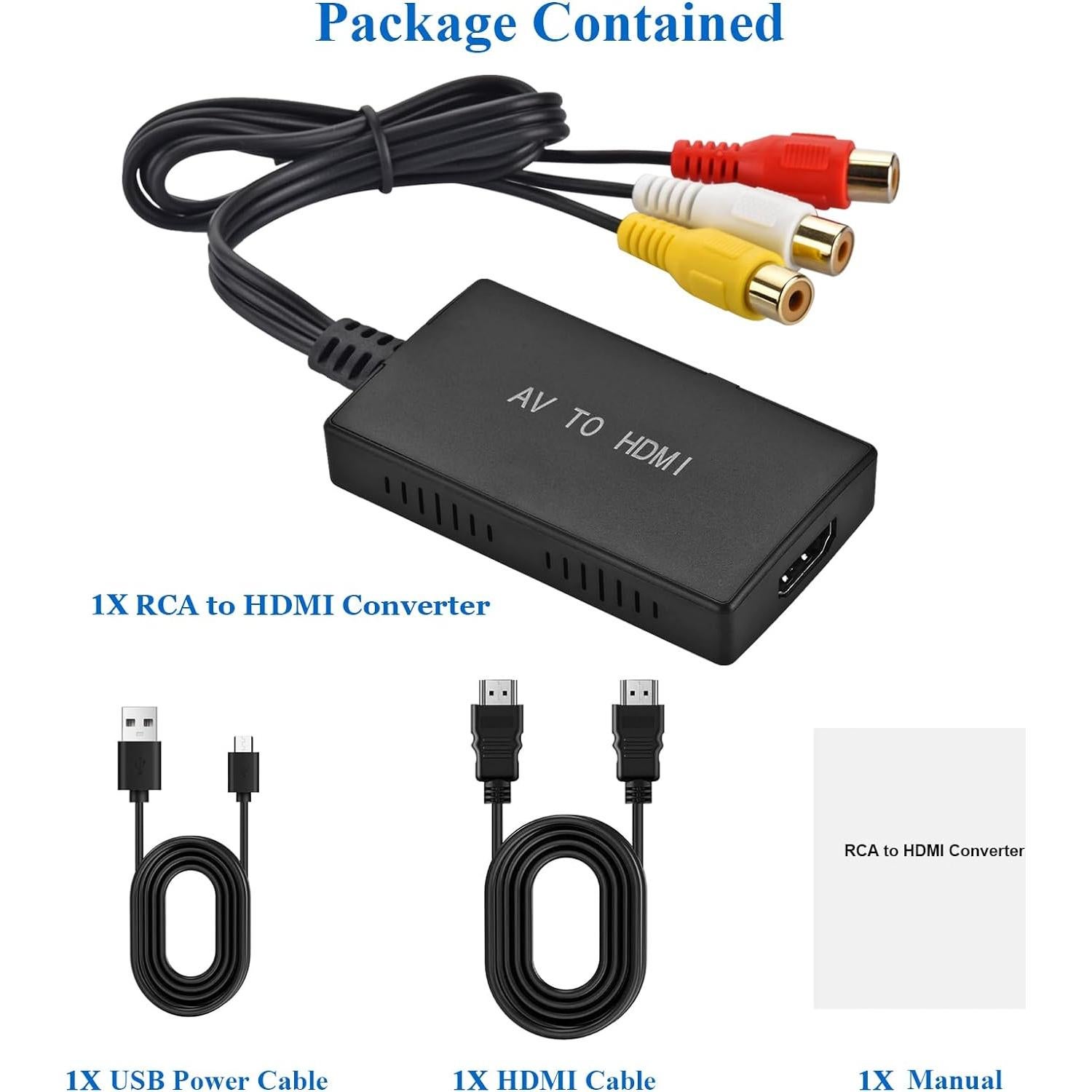 Convertidor RCA a HDMI Amtake AV-HD-X-2B 1080p con cables
