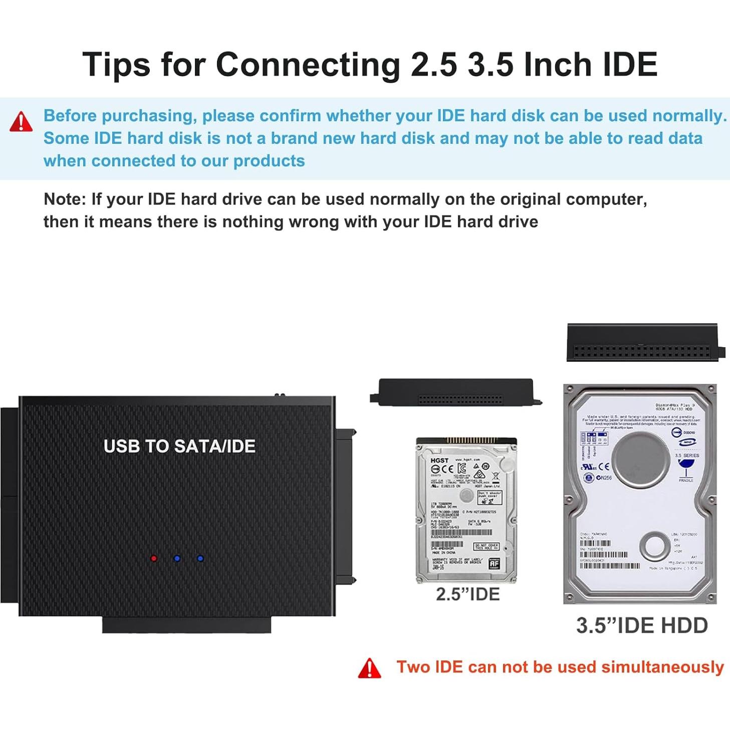 Adaptador USB 3.0 a SATA/IDE Yinuocheng, 2.5" y 3.5"