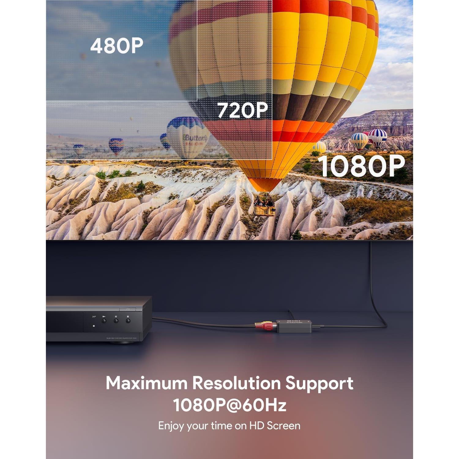 Convertidor RCA a HDMI ABLEWE AV2-12HD 1080P Negro