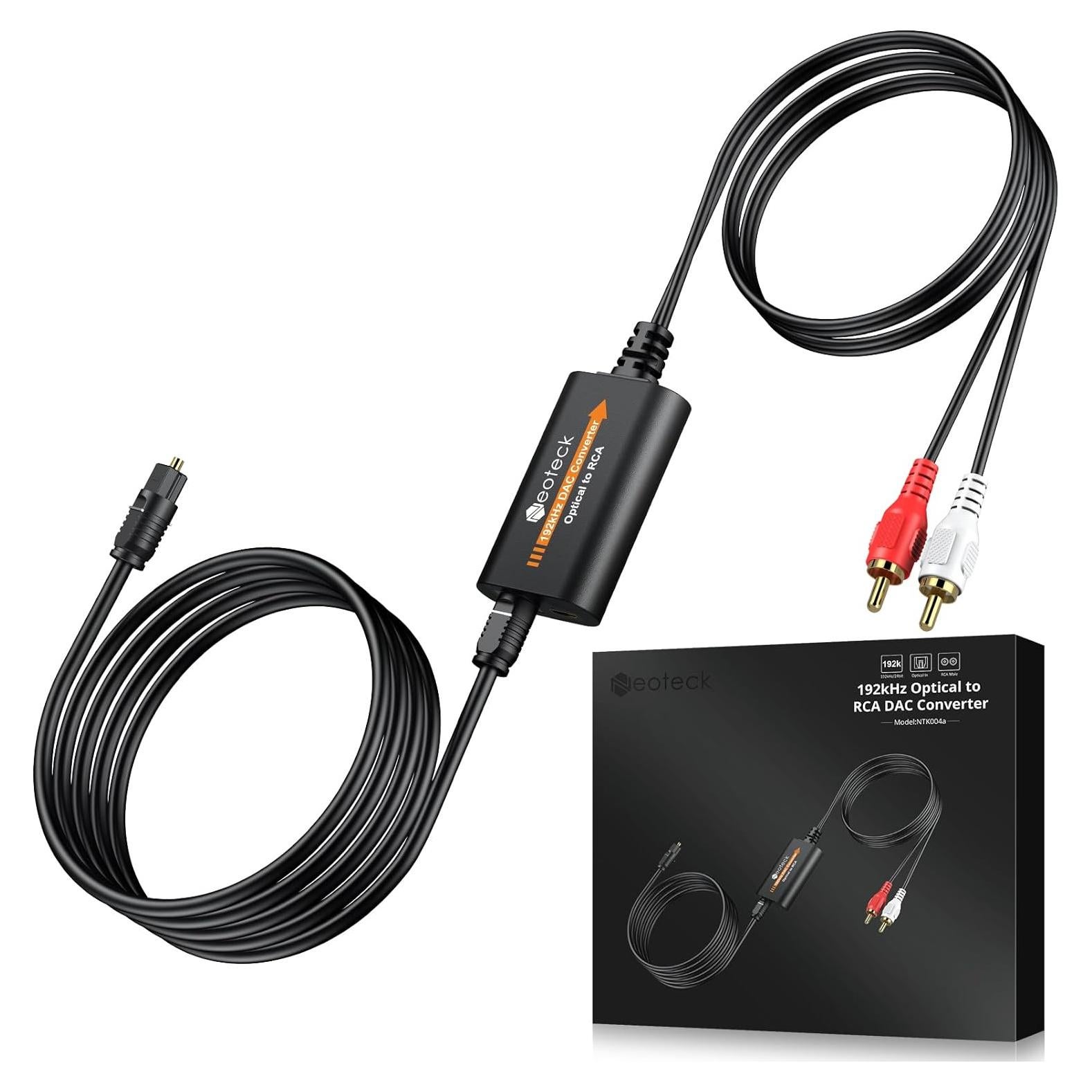 Convertidor DAC Neoteck 192kHz Óptico a RCA 2.1m Audio