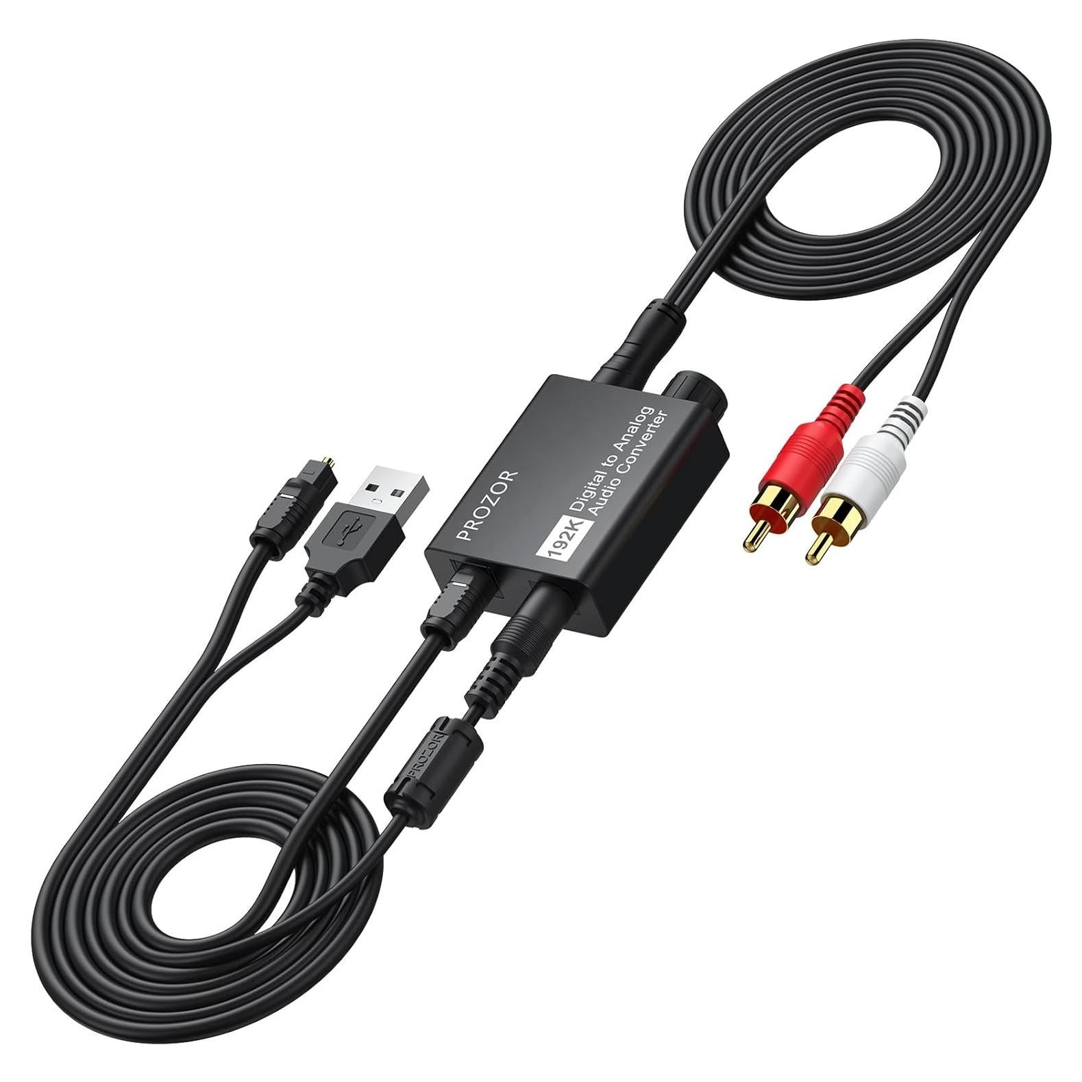 Convertidor de Audio Digital a Analógico PROZOR DAC 192kHz RCA 3.5mm