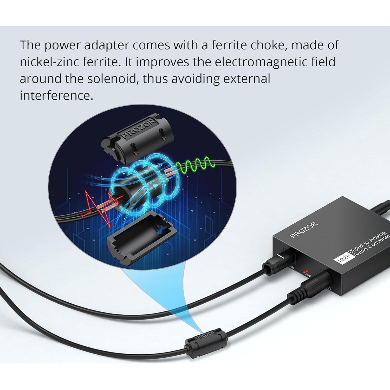 Convertidor de Audio Digital a Analógico PROZOR DAC 192kHz RCA 3.5mm