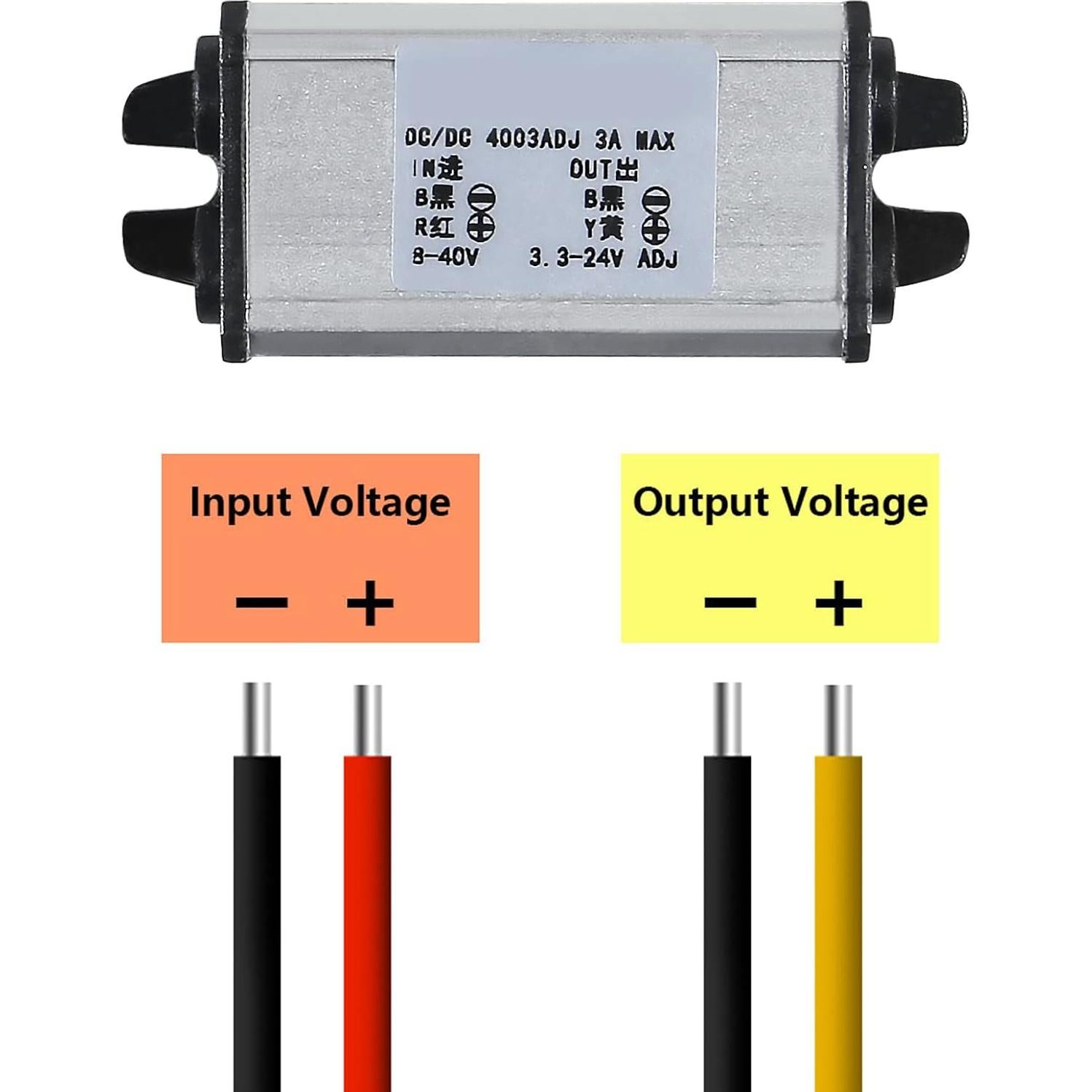 Convertidor DC-DC DORHEA 8-40V a 3-24V 3A a prueba de agua