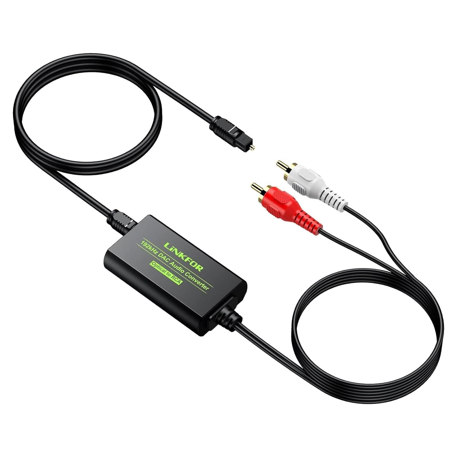 Convertidor DAC LiNKFOR 192kHz Óptico a RCA L/R 1.1m