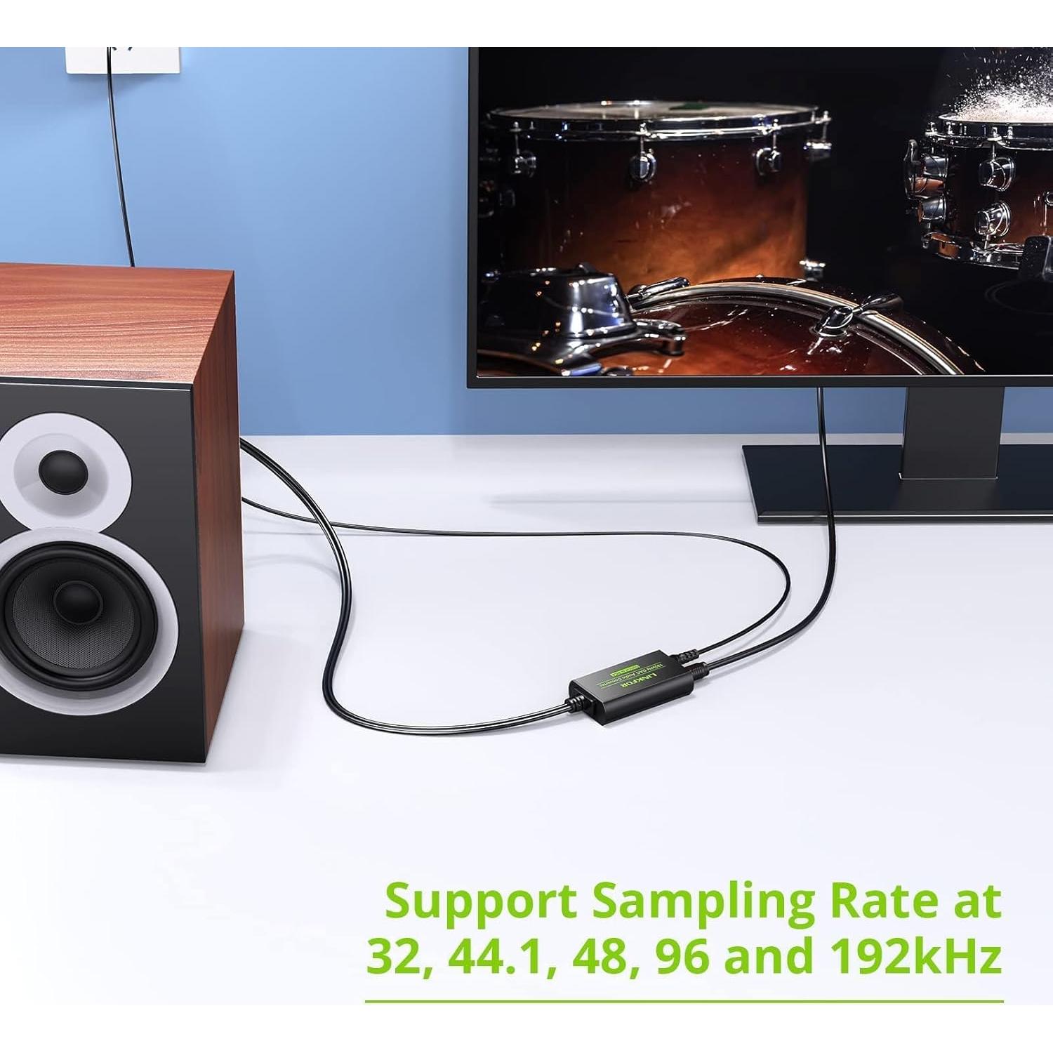 Convertidor DAC LiNKFOR 192kHz Óptico a RCA L/R 1.1m