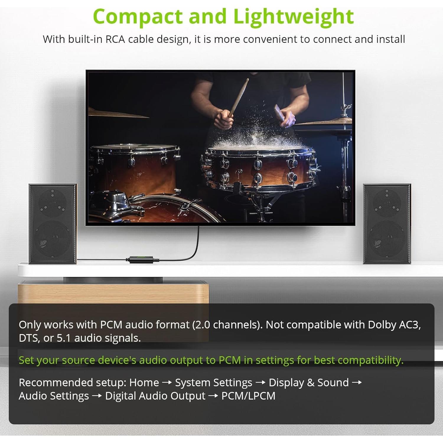 Convertidor DAC LiNKFOR 192kHz Óptico a RCA L/R 1.1m